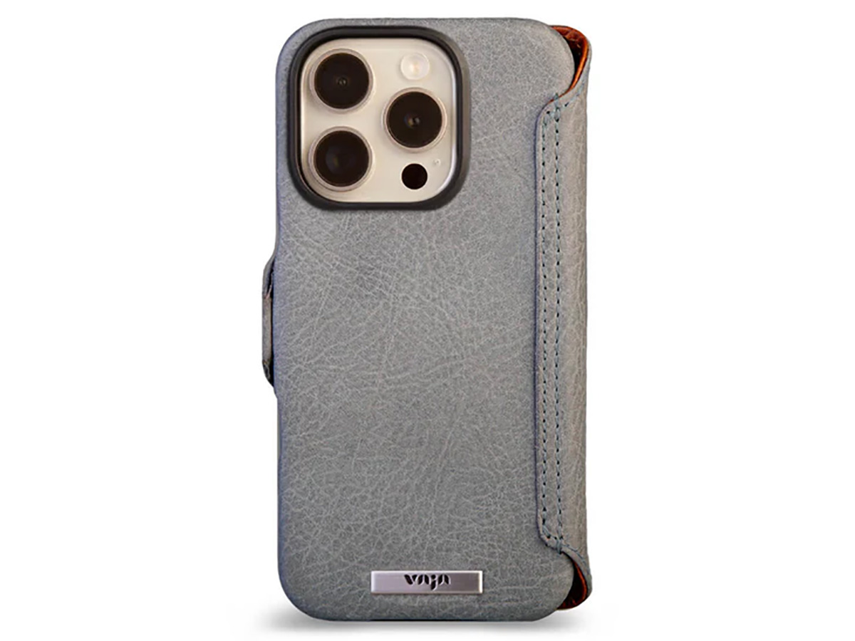 Vaja V-Mag Leather Wallet Case MagSafe Jean - iPhone 16 Pro Hoesje Leer