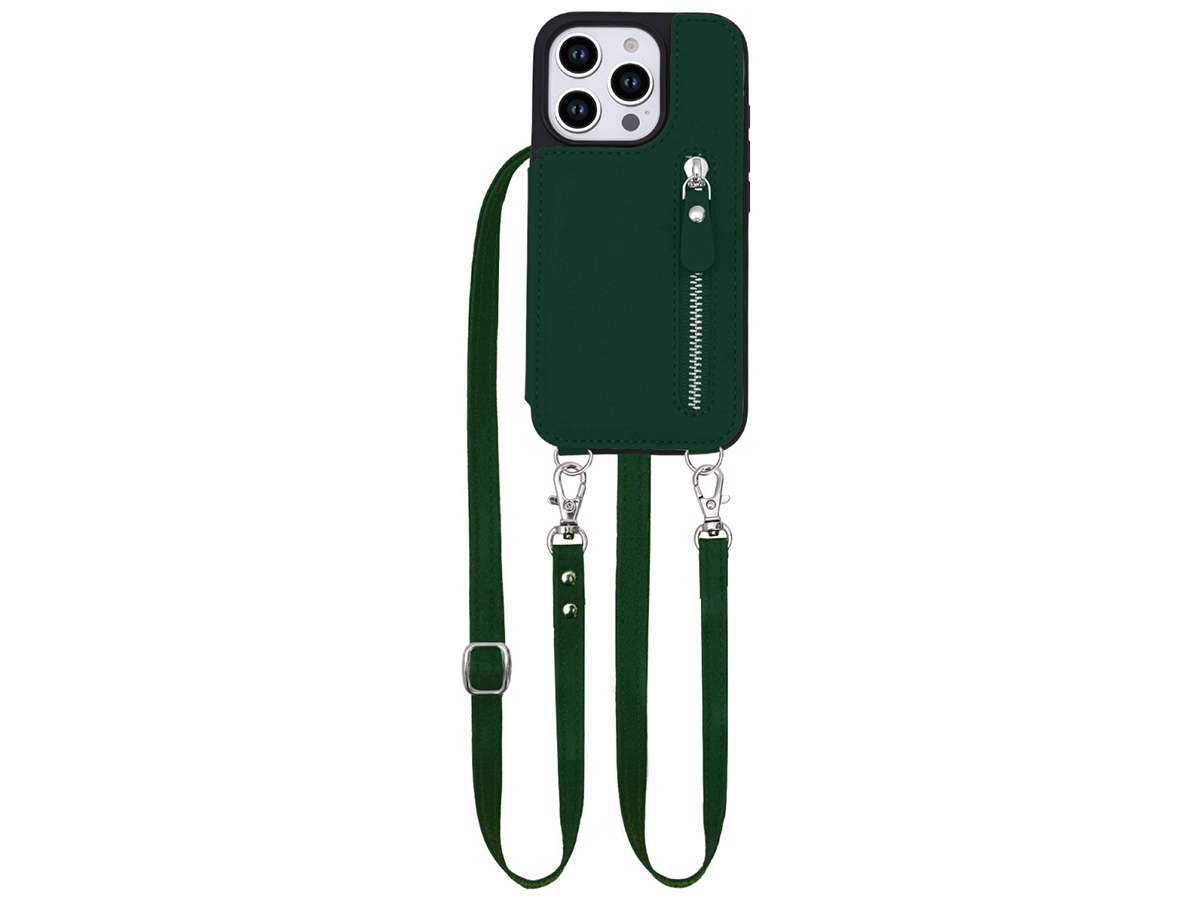 CaseMania Crossbody Wallet Case met Koord - iPhone 16 Pro Max Hoesje Groen