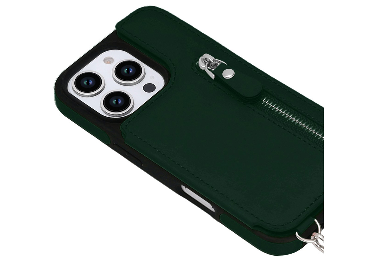 CaseMania Crossbody Wallet Case met Koord - iPhone 16 Pro Max Hoesje Groen