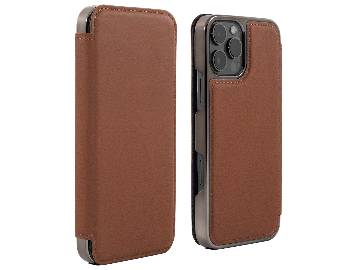 Greenwich Blake MagSafe Leather Folio Saddle Tan - iPhone 16 Pro Hoesje