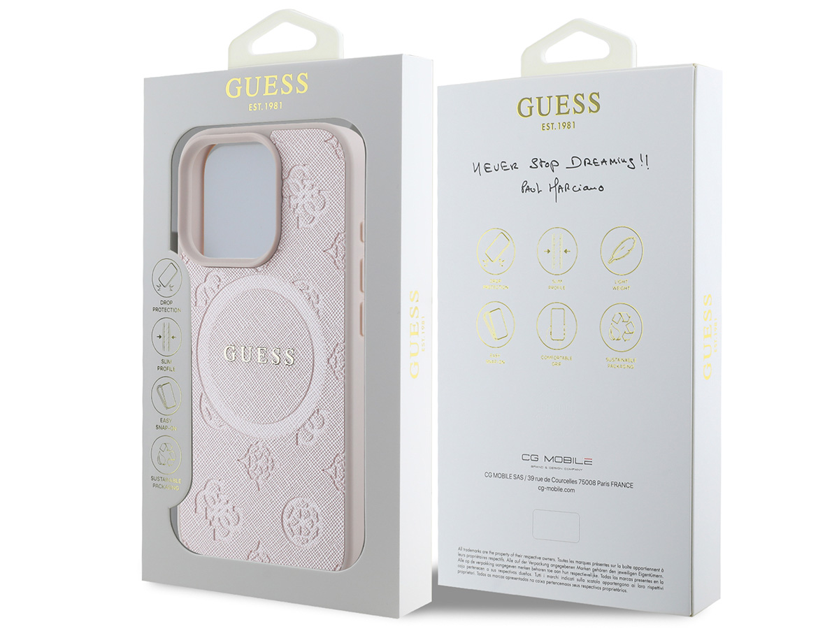 Guess Peony Logo MagSafe Case Roze - iPhone 16 Pro Max hoesje