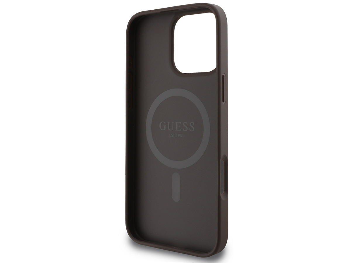 Guess Varsity Monogram MagSafe Case Bruin - iPhone 16 Pro Max hoesje