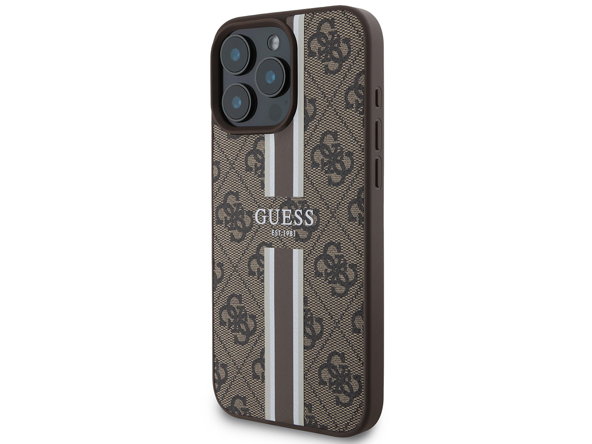 Guess Varsity Monogram MagSafe Case Bruin - iPhone 16 Pro Max hoesje