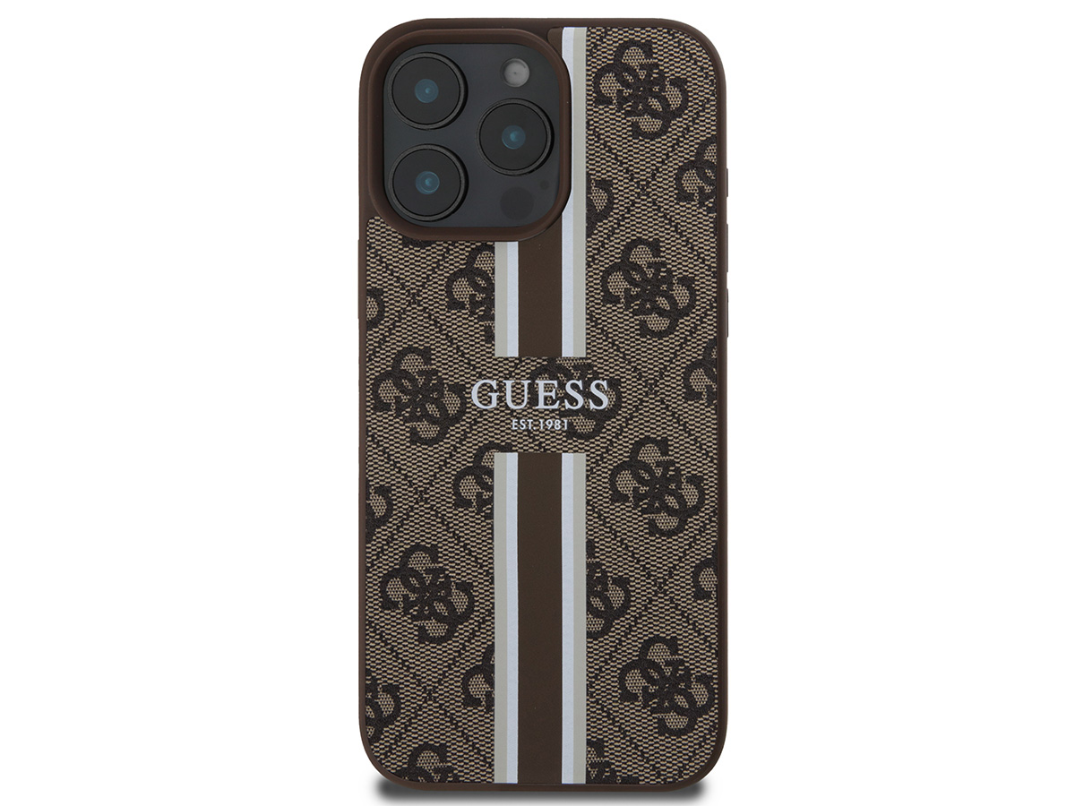 Guess Varsity Monogram MagSafe Case Bruin - iPhone 16 Pro Max hoesje