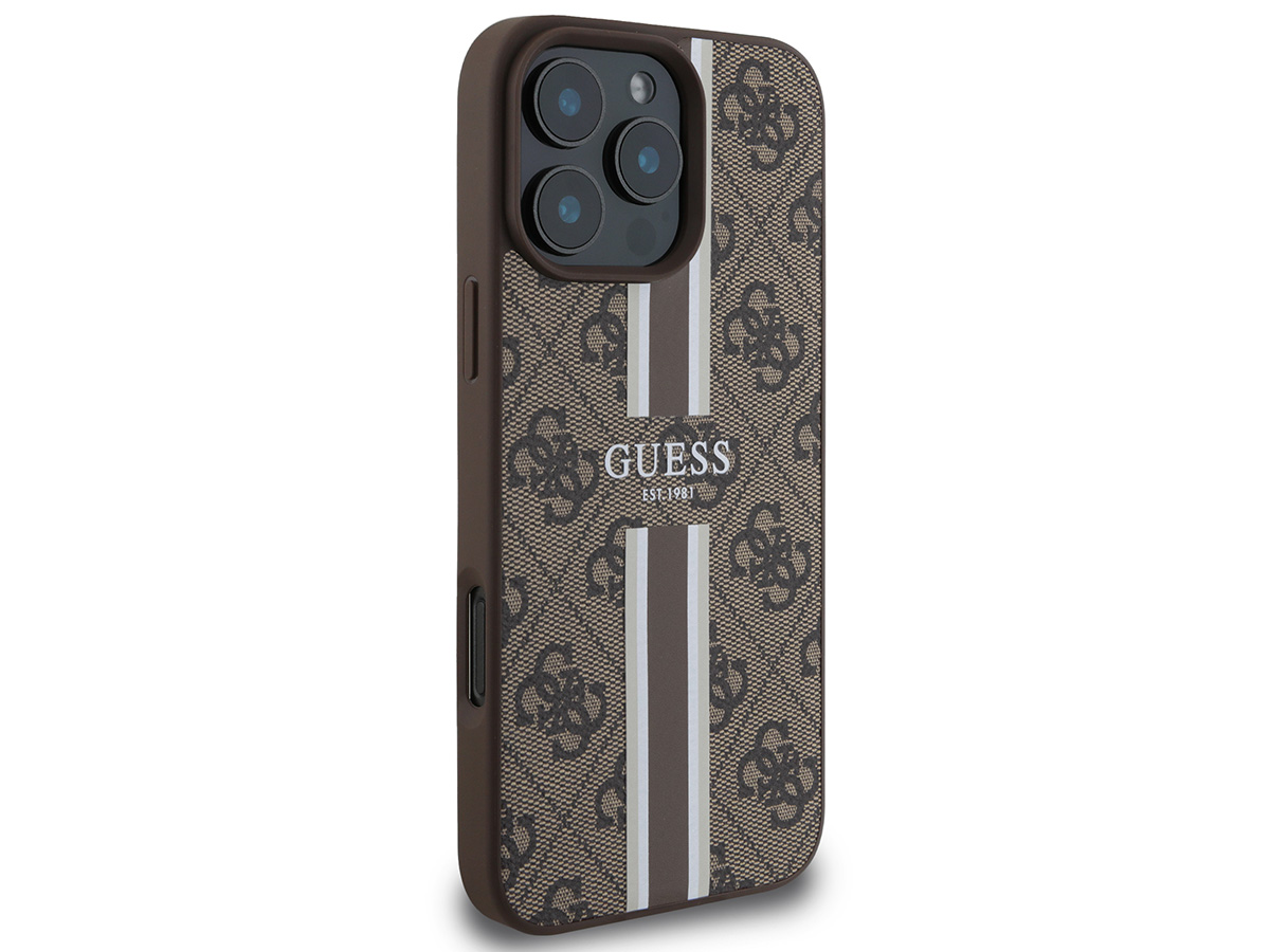 Guess Varsity Monogram MagSafe Case Bruin - iPhone 16 Pro Max hoesje