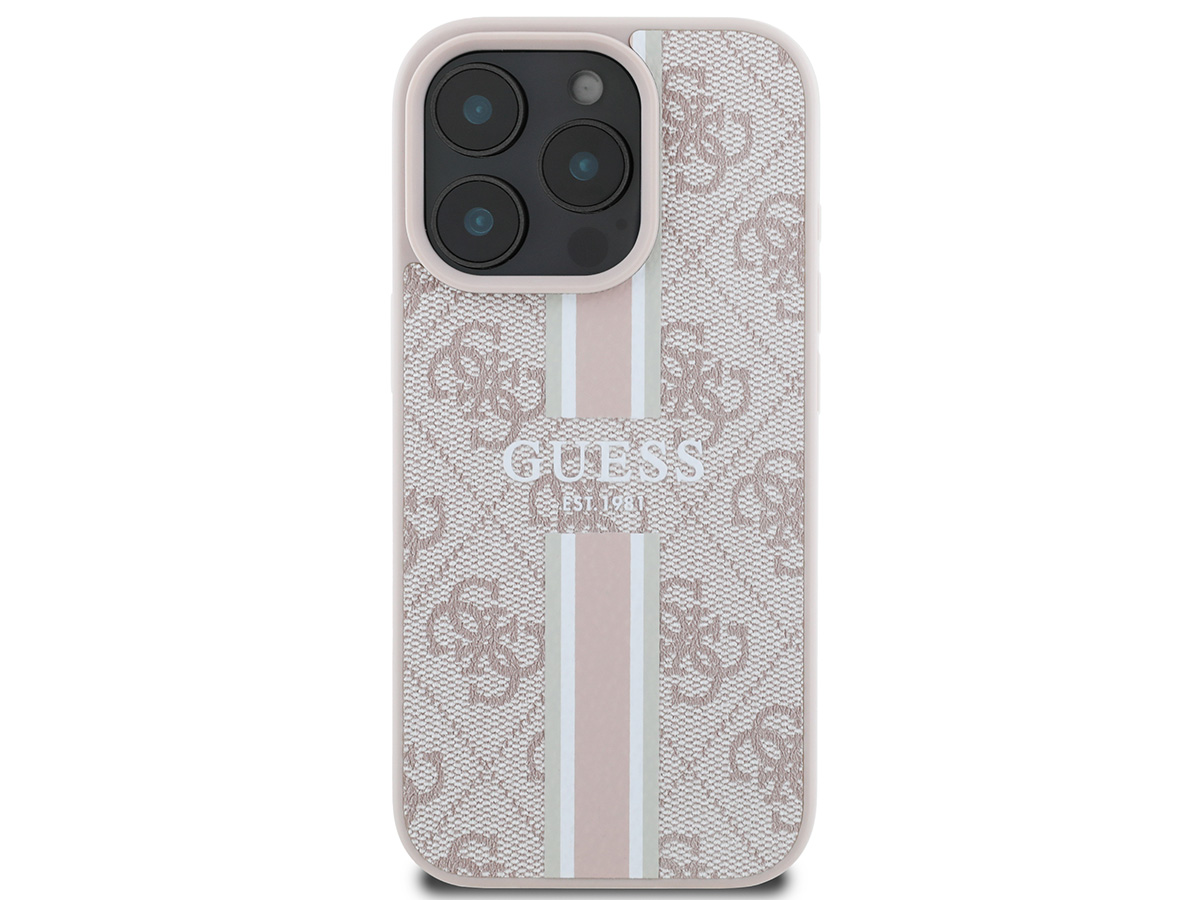 Guess Varsity Monogram MagSafe Case Roze - iPhone 16 Pro Max hoesje