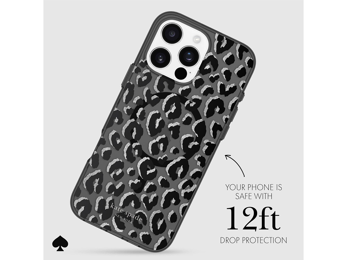 Kate Spade Black City Leopard Case - iPhone 16 Pro Max hoesje