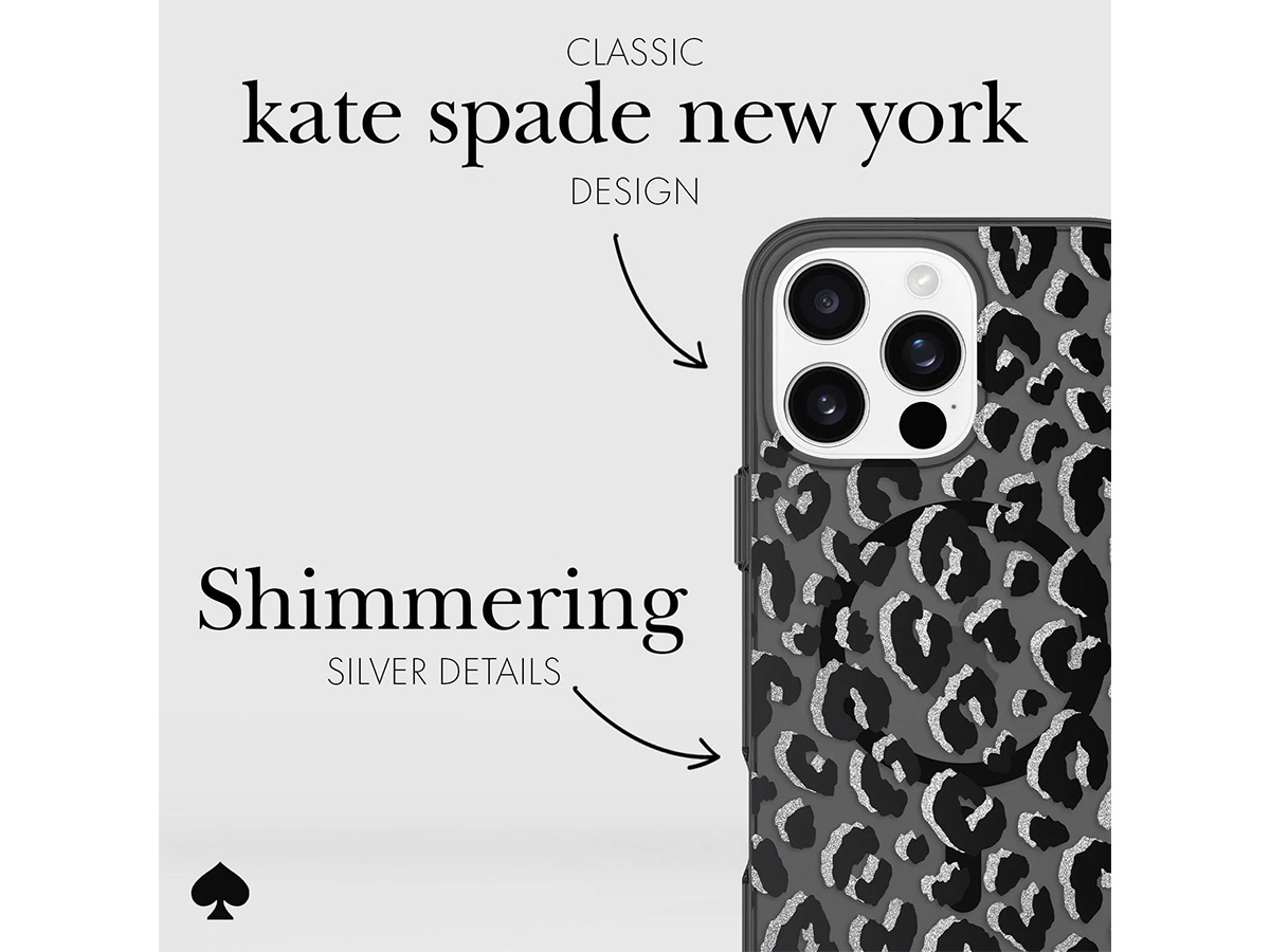 Kate Spade Black City Leopard Case - iPhone 16 Pro Max hoesje