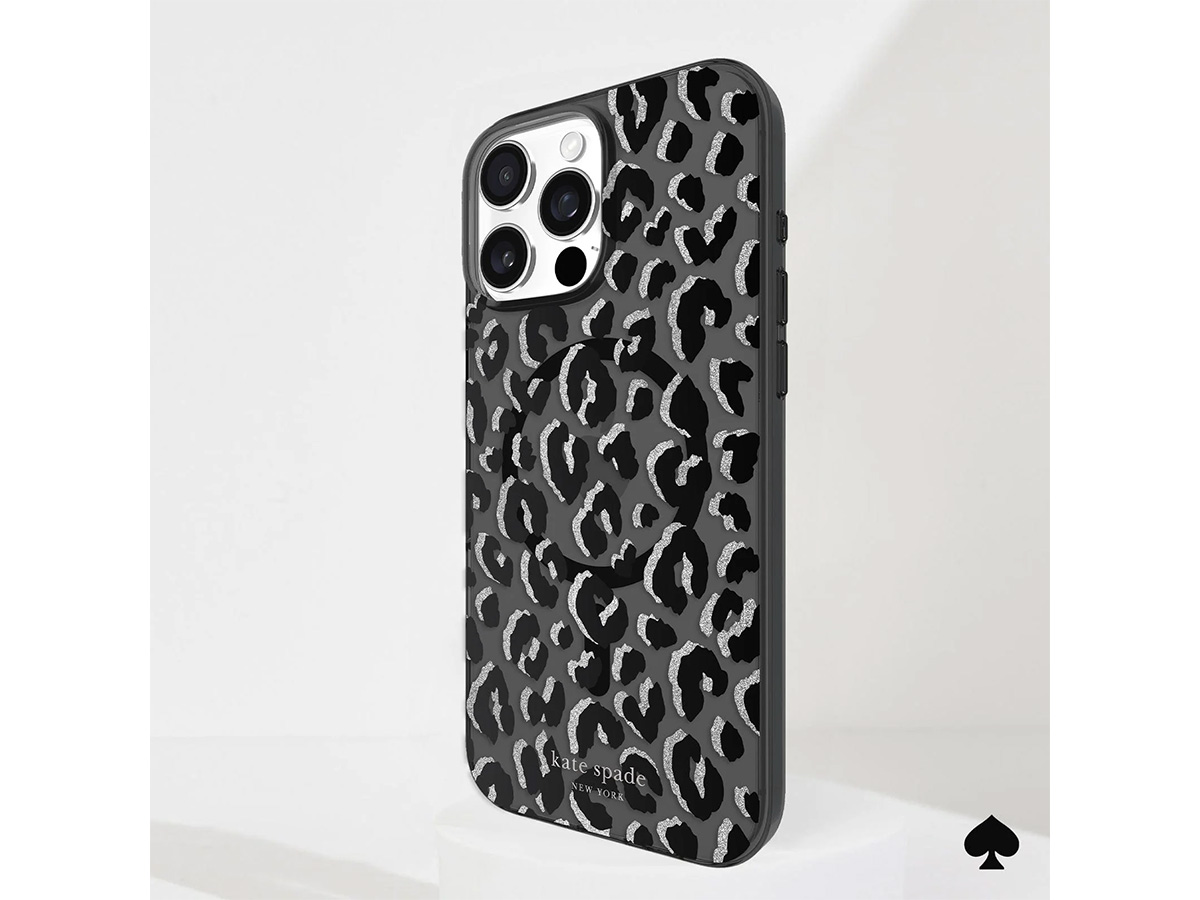 Kate Spade Black City Leopard Case - iPhone 16 Pro Max hoesje