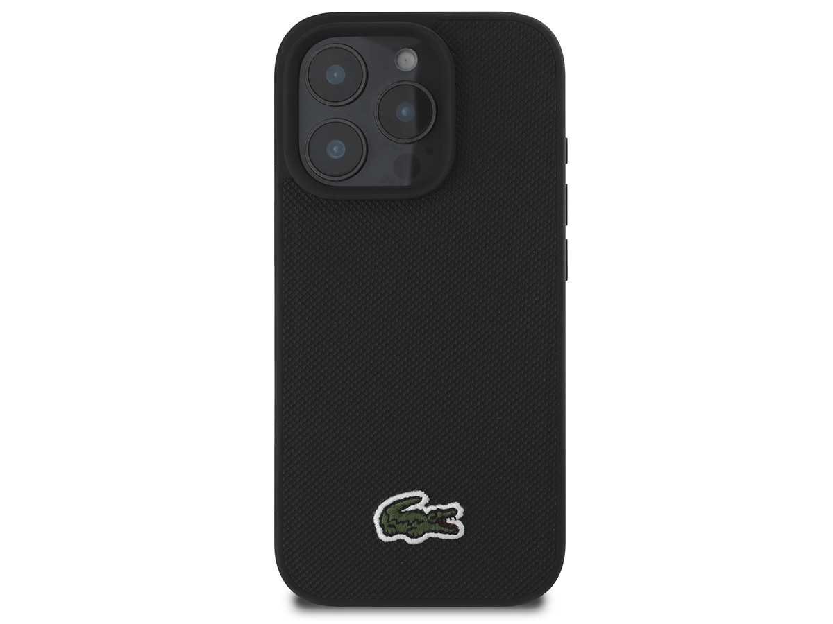 Lacoste Petit Piqué MagSafe Case Zwart - iPhone 16 Pro Max hoesje