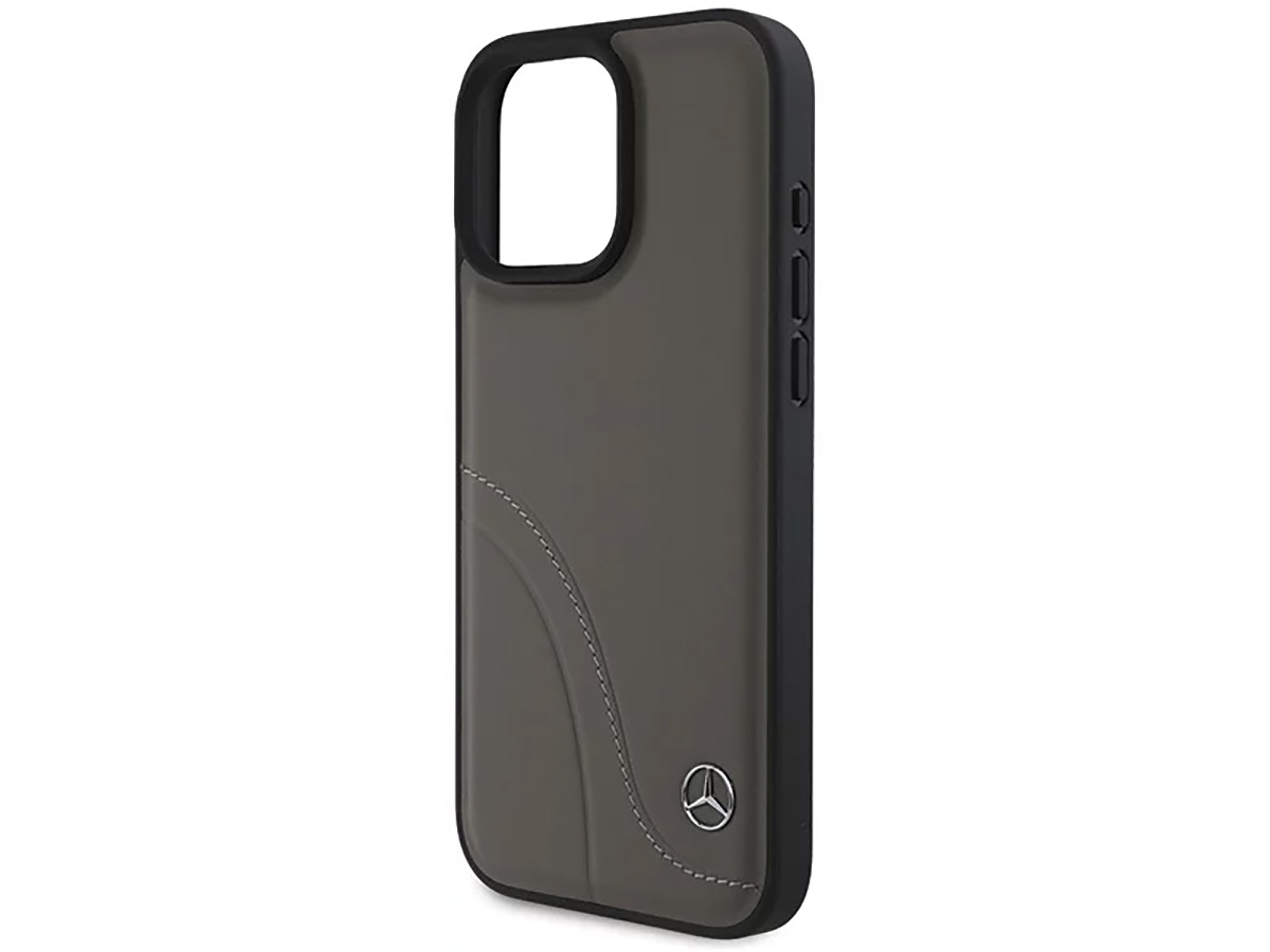 Mercedes-Benz Curved Stitches Leather Case Bruin - iPhone 16 Pro Max hoesje