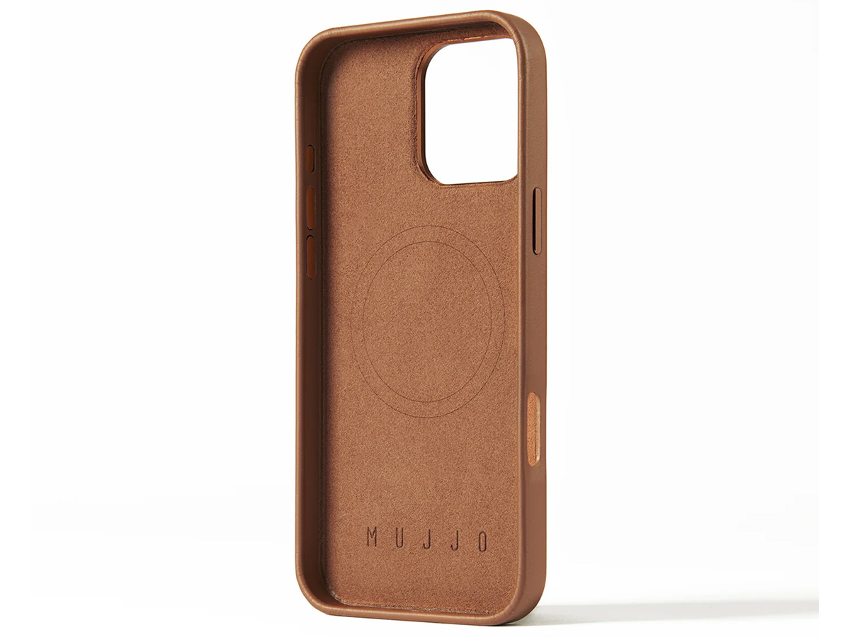 Mujjo Full Leather MagSafe Case Dark Tan - iPhone 16 Pro Max Hoesje Leer