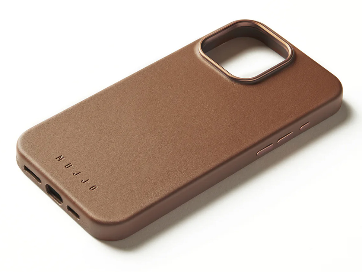 Mujjo Full Leather MagSafe Case Dark Tan - iPhone 16 Pro Max Hoesje Leer