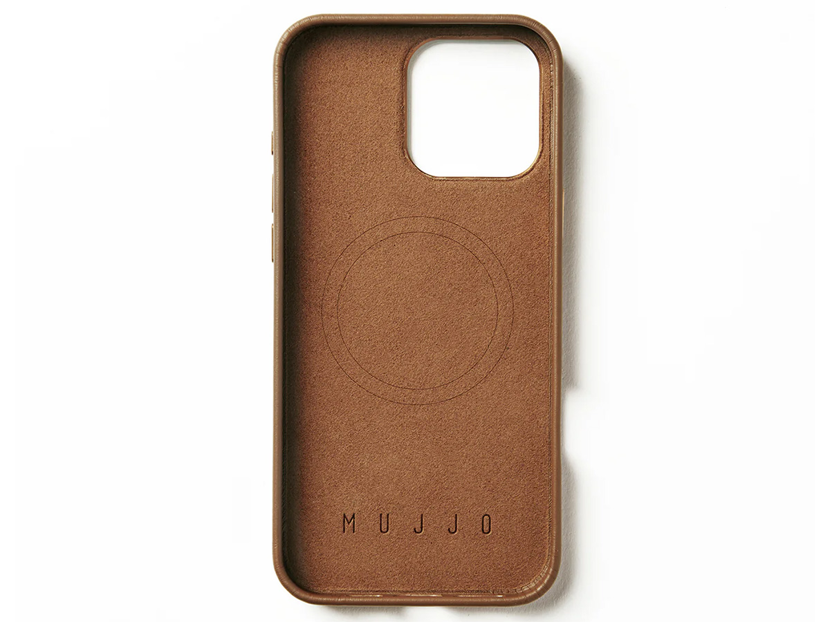 Mujjo Full Leather MagSafe Case Dark Tan - iPhone 16 Pro Max Hoesje Leer