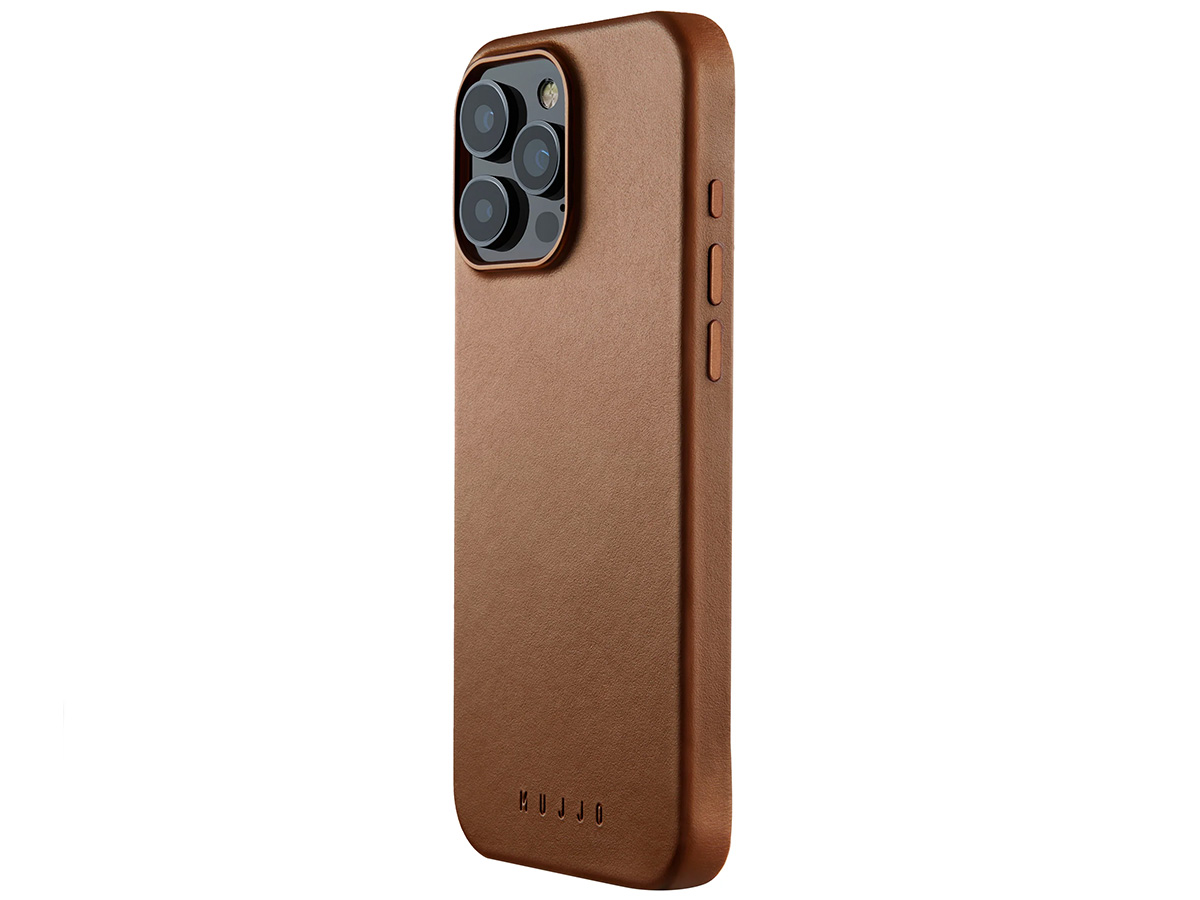 Mujjo Full Leather MagSafe Case Dark Tan - iPhone 16 Pro Max Hoesje Leer