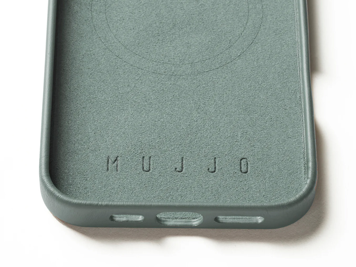 Mujjo Full Leather MagSafe Case Green Smoke - iPhone 16 Pro Max Hoesje Leer