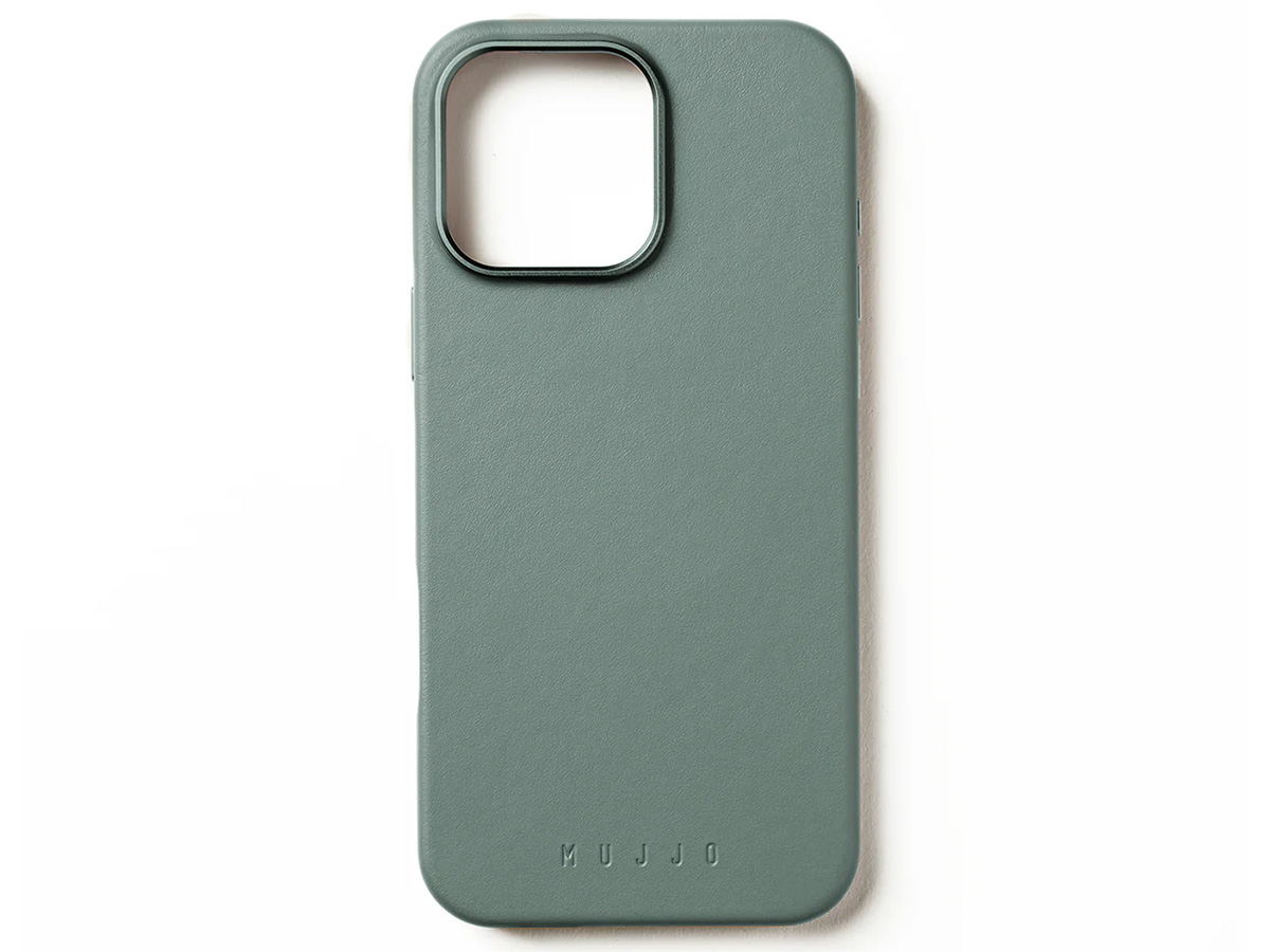 Mujjo Full Leather MagSafe Case Green Smoke - iPhone 16 Pro Max Hoesje Leer