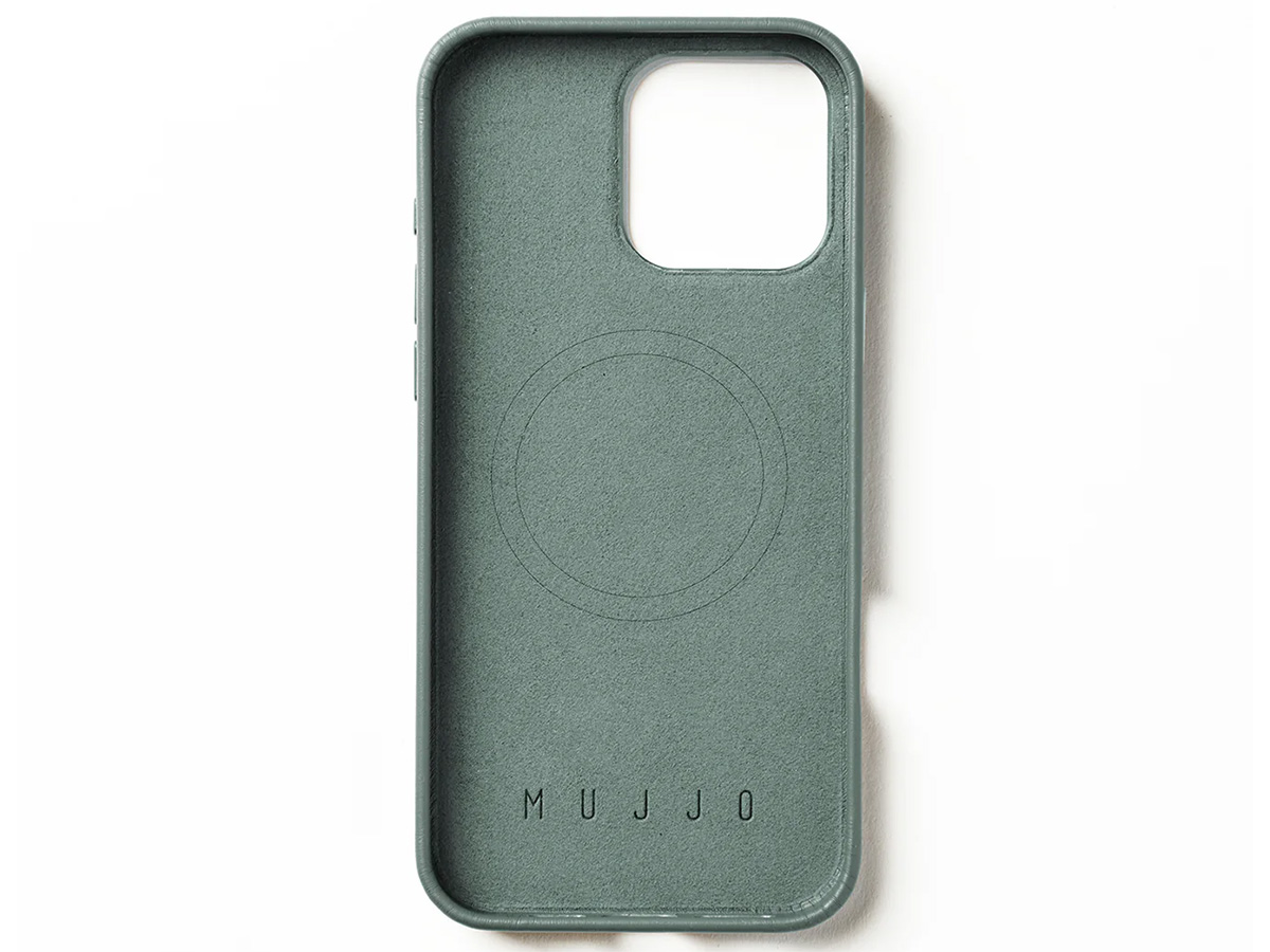 Mujjo Full Leather MagSafe Case Green Smoke - iPhone 16 Pro Max Hoesje Leer