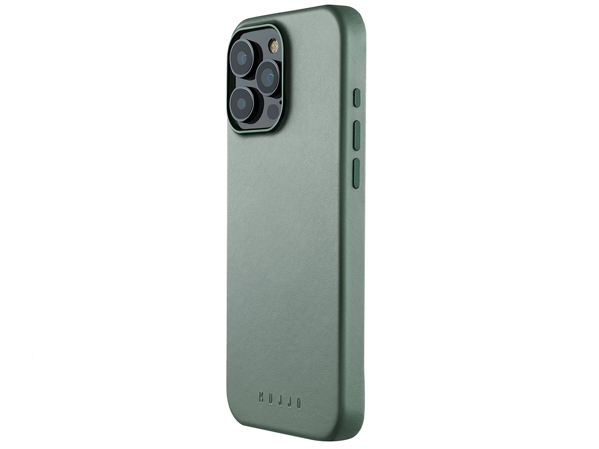 Mujjo Full Leather MagSafe Case Green Smoke - iPhone 16 Pro Max Hoesje Leer