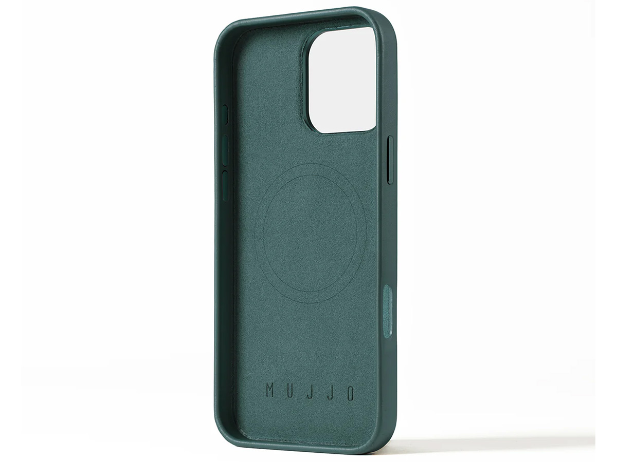 Mujjo Full Leather MagSafe Case Livid Green - iPhone 16 Pro Max Hoesje Leer