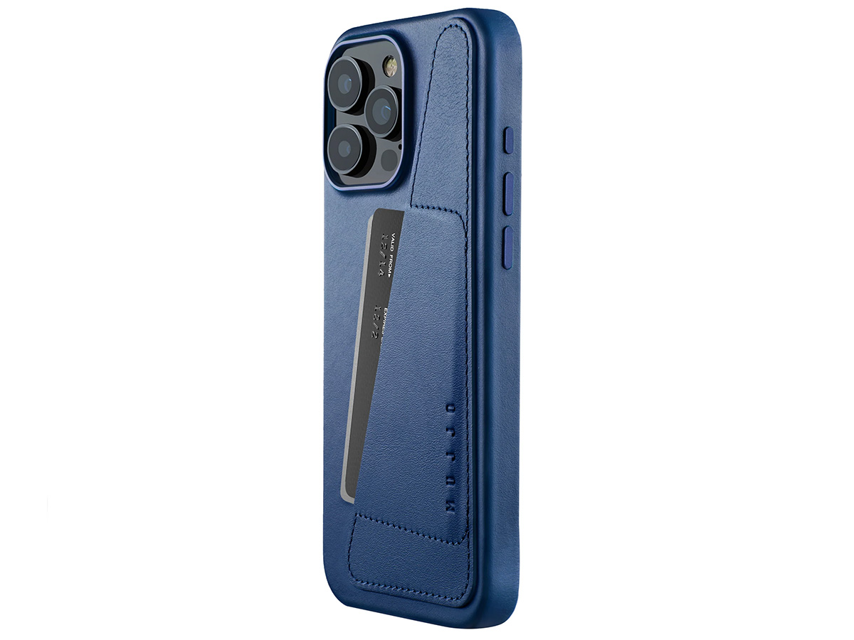 Mujjo Full Leather Wallet MagSafe Case Monaco Blue - iPhone 16 Pro Max Hoesje Leer