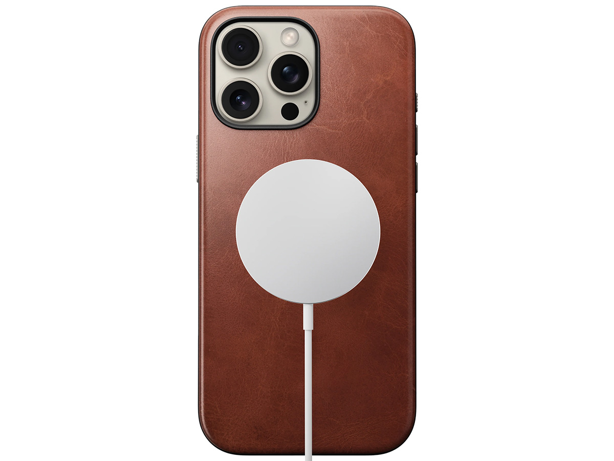 Nomad Modern Horween Leather Case Cognac - iPhone 16 Pro Max hoesje