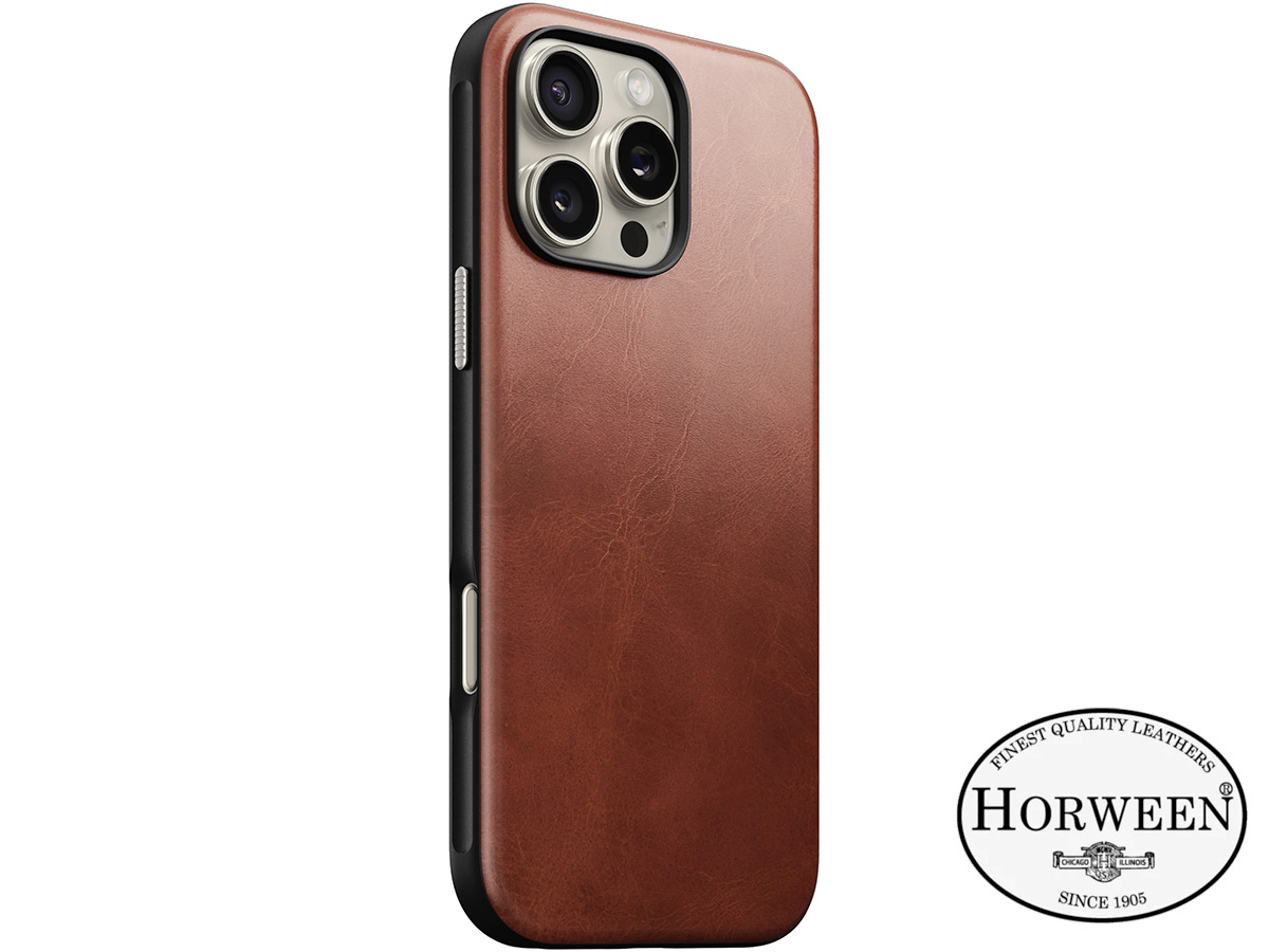 Nomad Modern Horween Leather Case Cognac - iPhone 16 Pro Max hoesje