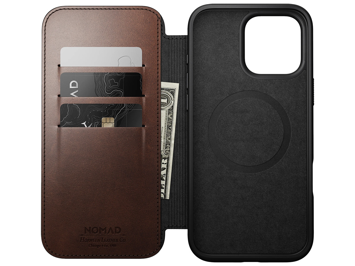 Nomad Modern Horween Leather Folio Bruin - iPhone 16 Pro Max hoesje