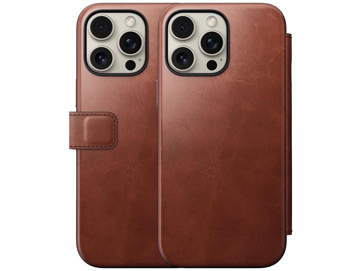 Nomad Modern Horween Leather Folio Cognac - iPhone 16 Pro Max hoesje