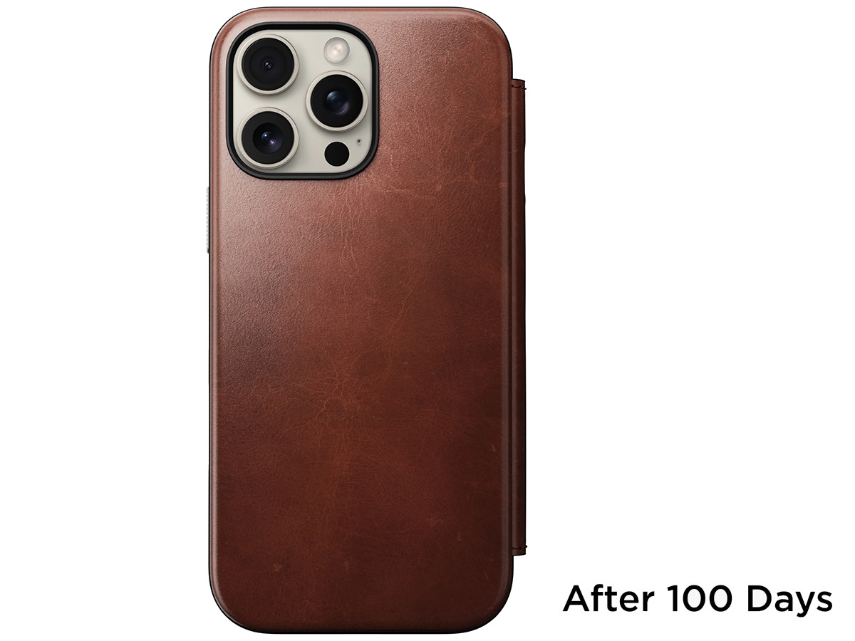 Nomad Modern Horween Leather Folio Cognac - iPhone 16 Pro Max hoesje