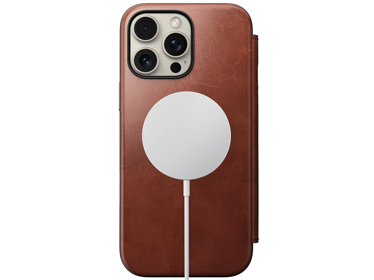 Nomad Modern Horween Leather Folio Cognac - iPhone 16 Pro Max hoesje