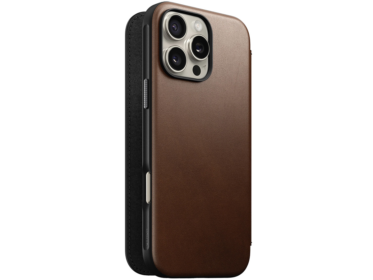 Nomad Modern Leather Folio Bruin - iPhone 16 Pro Max hoesje