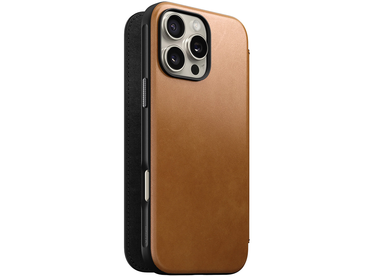 Nomad Modern Leather Folio Cognac - iPhone 16 Pro Max hoesje