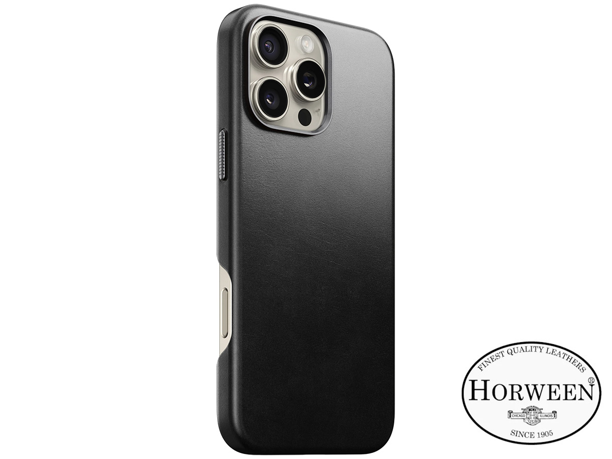 Nomad Traditional Horween Leather Case Zwart - iPhone 16 Pro Max hoesje