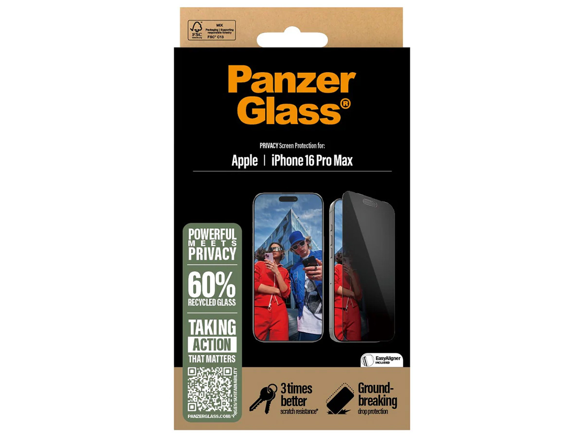 PanzerGlass iPhone 16 Pro Max Privacy Screen Protector Ultra Wide Fit met EasyAligner