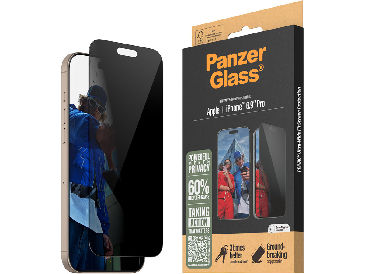 PanzerGlass iPhone 16 Pro Max Privacy Screen Protector Ultra Wide Fit met EasyAligner