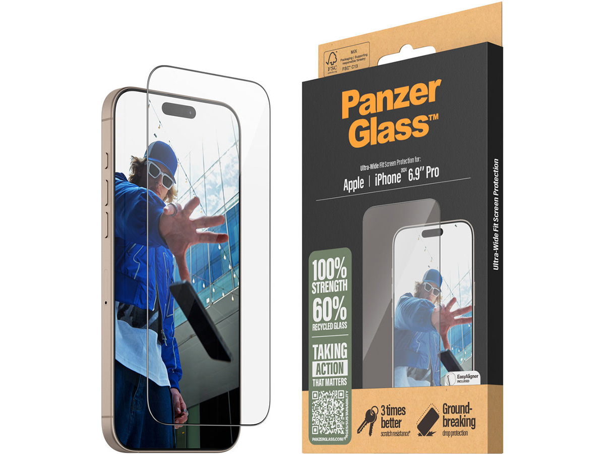 PanzerGlass iPhone 16 Pro Max Screen Protector Ultra Wide Fit met EasyAligner