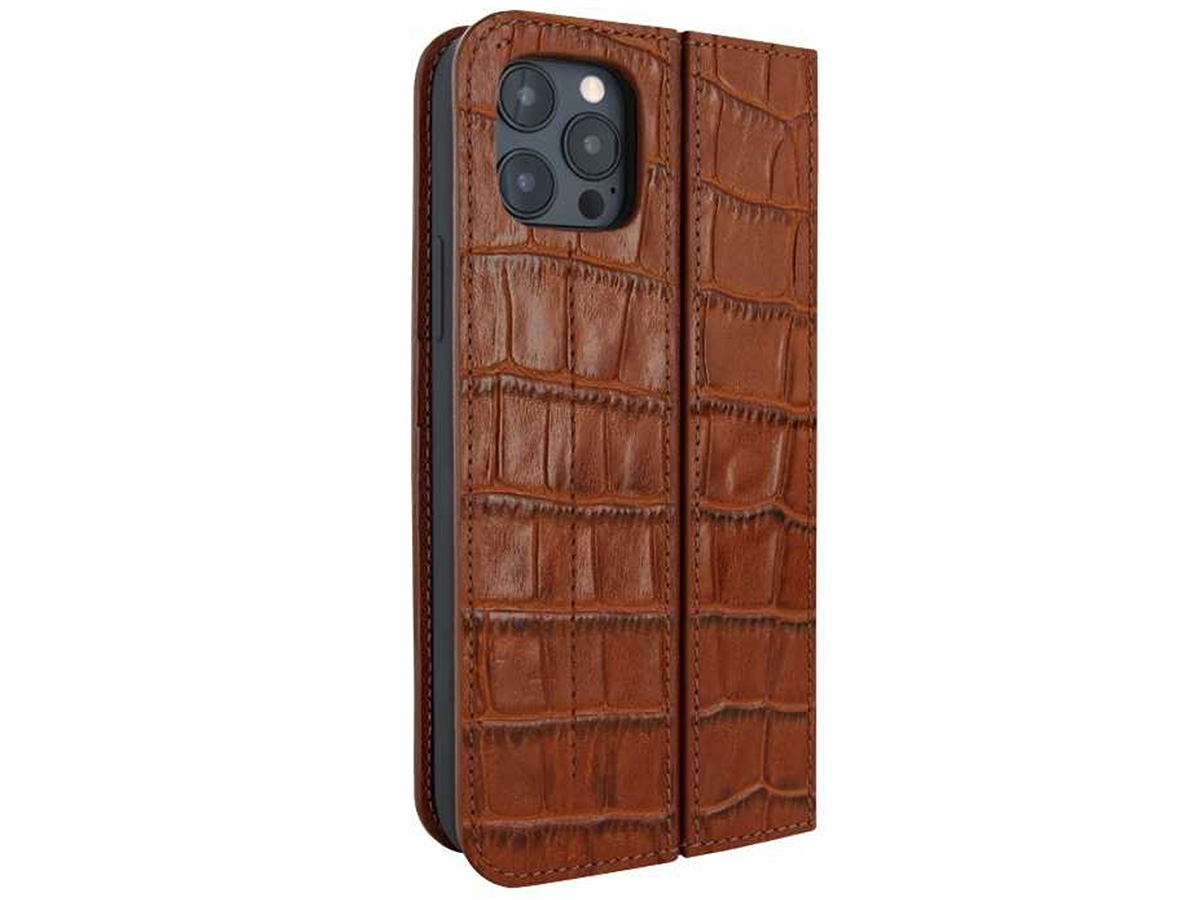 Piel Frama Leather Case Croco Bruin - iPhone 16 Pro Max hoesje