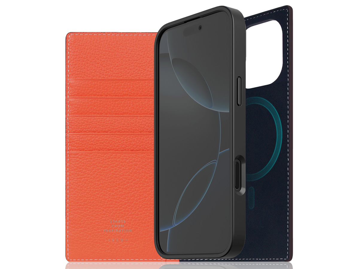 SLG Design D8 2in1 Leather Folio Coral - iPhone 16 Pro Max hoesje