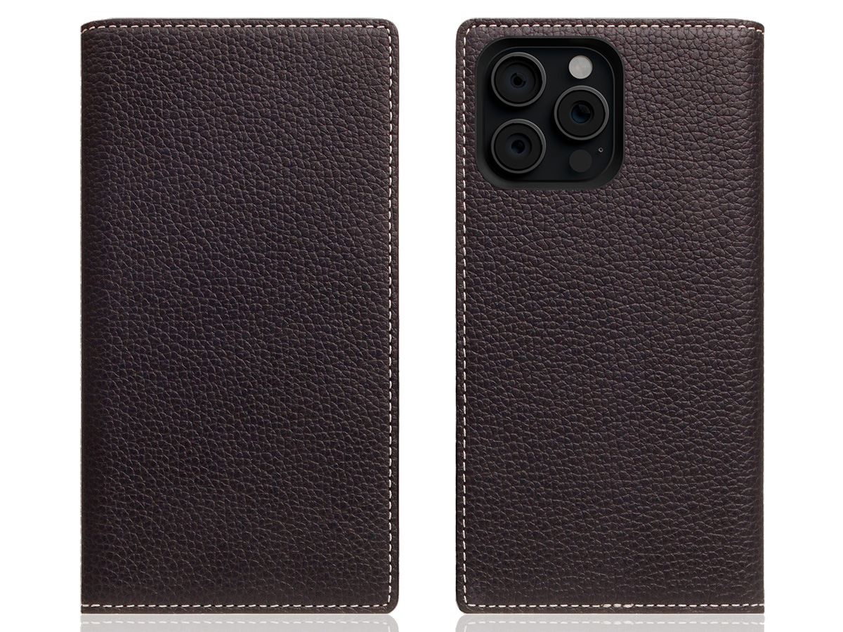 SLG Design D8 2in1 Leather Folio Brown Cream - iPhone 16 Pro Max hoesje