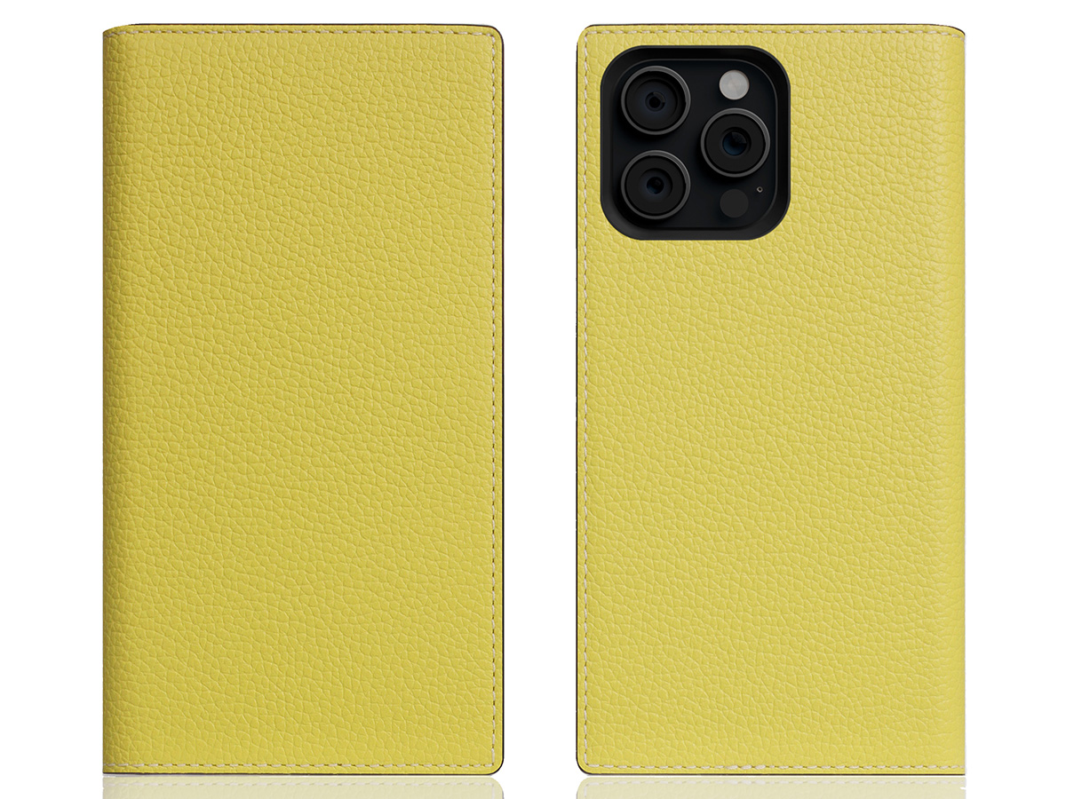 SLG Design D8 2in1 Leather Folio Lemon - iPhone 16 Pro Max hoesje