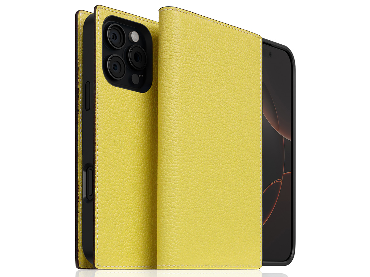 SLG Design D8 2in1 Leather Folio Lemon - iPhone 16 Pro Max hoesje