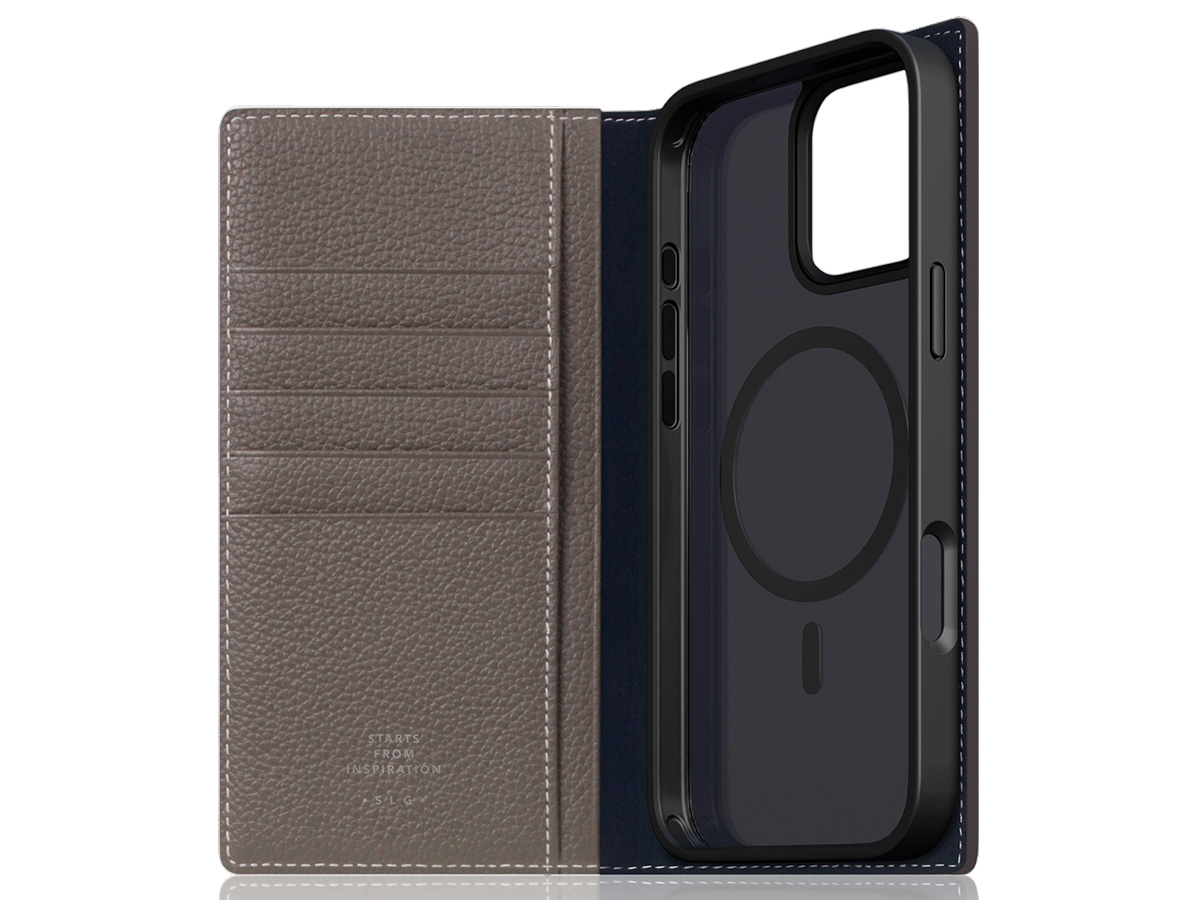 SLG Design D8 2in1 Leather Folio Etoff Cream - iPhone 16 Pro Max hoesje