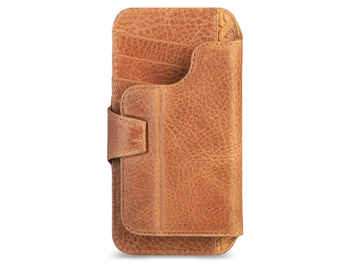 Vaja 2in1 Wallet Leather Case MagSafe Camel - iPhone 16 Pro Max Hoesje Leer