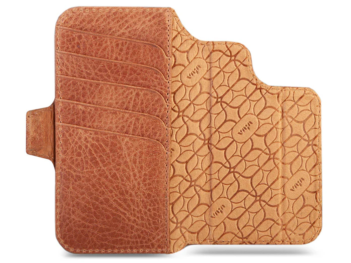 Vaja V-Mag Wallet Wrap Camel - iPhone 16 Pro Max Omslag met Pashouder