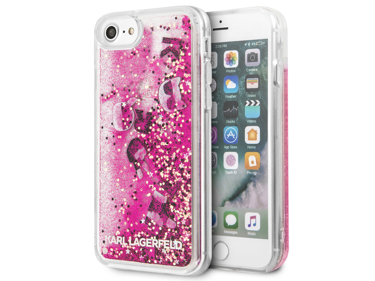 restjes Omgekeerde Saga Karl Lagerfeld Glitter Roze iPhone SE 2020/8/7/6 hoesje