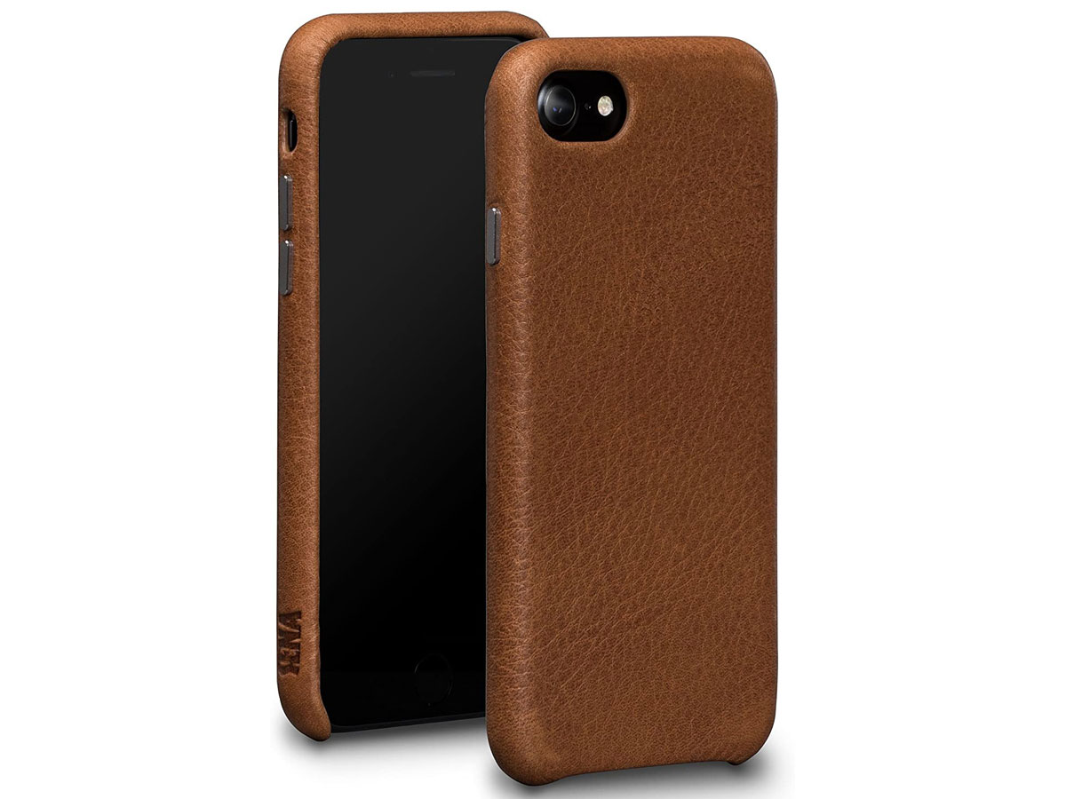 zuurgraad Verhogen nachtmerrie Sena Leather Skin Case Tan iPhone SE 2020/8/7 Hoesje