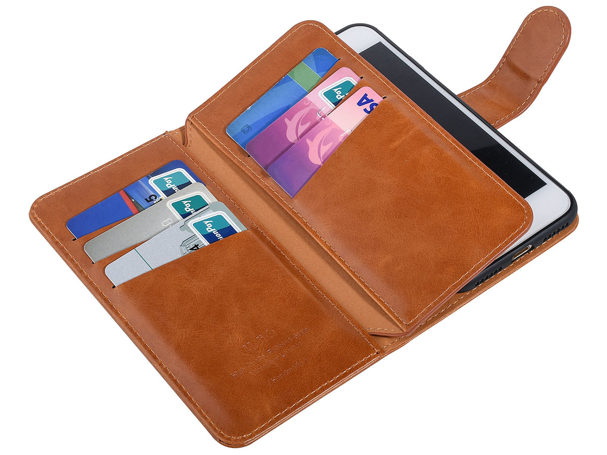vliegtuigen Kudde evenwichtig True Wallet Case 11 Vak iPhone SE 2020/8/7 hoes Cognac
