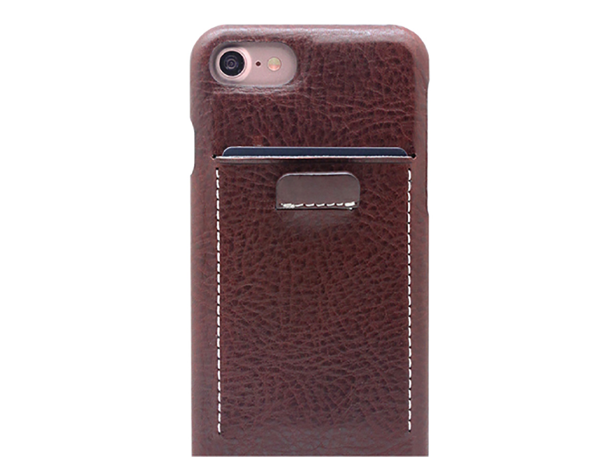 SLG Design D6 Minerva Leather Card Case Bruin - iPhone SE/8/7 hoesje