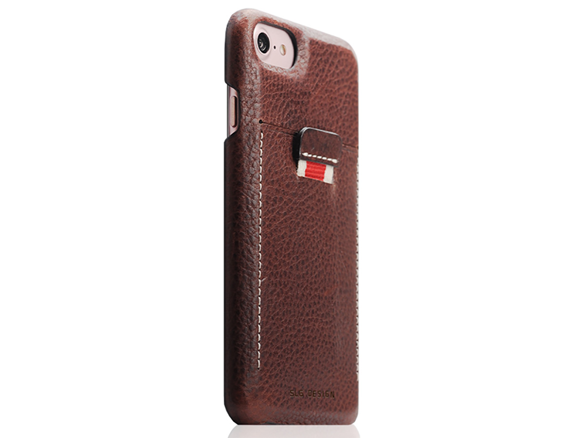 SLG Design D6 Minerva Leather Card Case Bruin - iPhone SE/8/7 hoesje